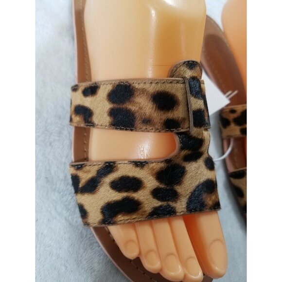J CREW Women's Size 7 M calf hair slide sandals Animal Print - Picture 4 of 7